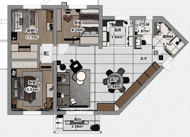 刘小勇｜五台花园11-1706-124㎡-现代简约风格｜3室2厅2卫｜老房装修｜定制家｜全包16